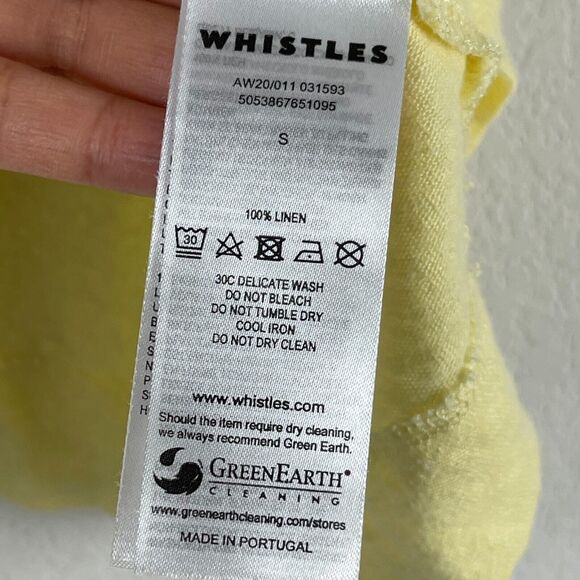 Whistles Top Womens Small Yellow Linen Short Sleeve Tee Casual Basic - Picture 6 of 10